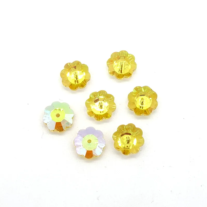 30 шт. шитье на цветок сливы из кристаллов пуговицы бусины DIY 10 мм - Цвет: gold