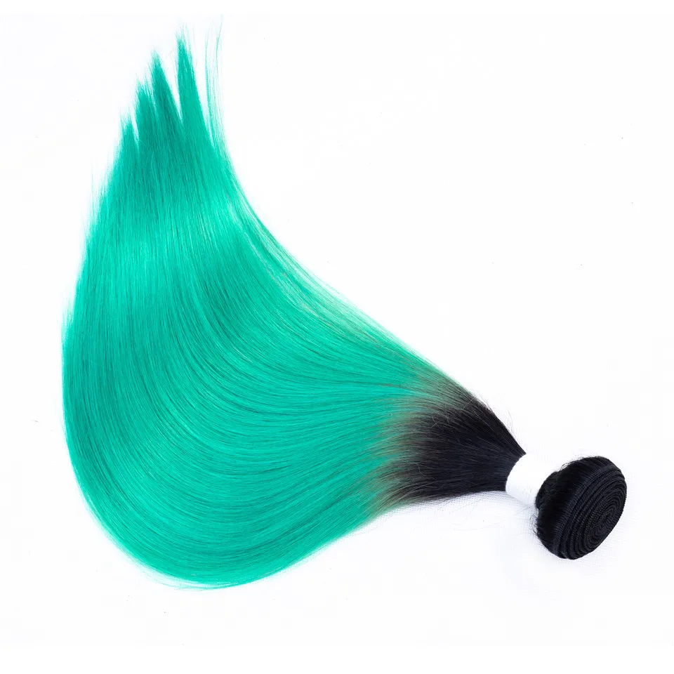 Прямые 1B мятный зеленый Омбре бразильские remy человеческие волосы для - Фото №1