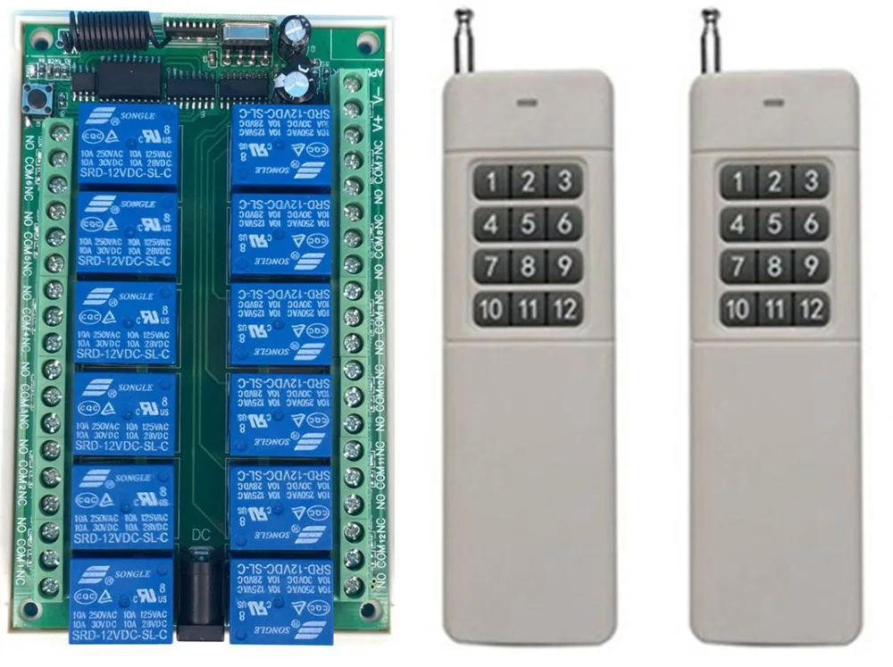3000m AC/DC 12V 24V 10A 12 CH 12CH RF Беспроводной переключатель системы дистанционного