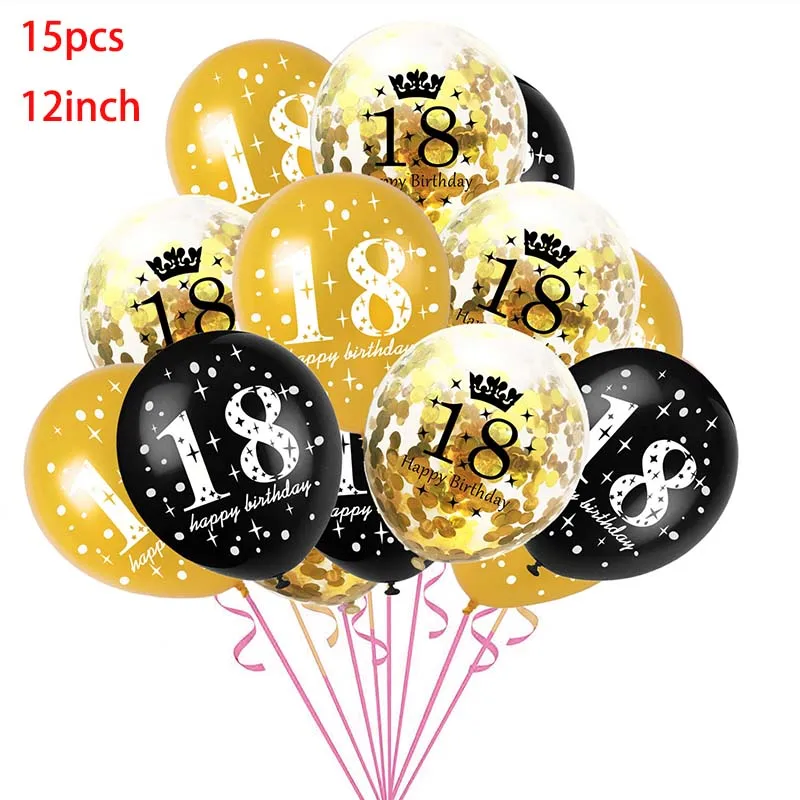 18th Birthday 18 30 40 50 лет День рождения черные золотые воздушные шары надувной воздушный шар 60 70 80 лет балон день рождения деко для взрослых S1XZ - Цвет: 18th Birthday