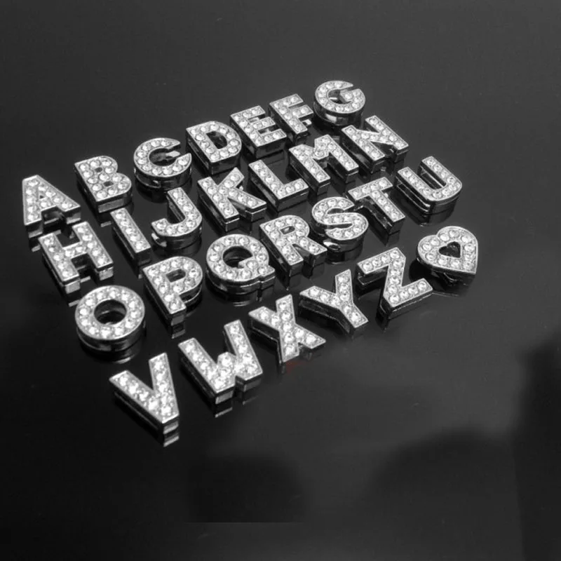 8MM &quotN-Z &quot (10 pieces/lot) Full Rhinestone Slide Letters Charms Fit DIY Wristband &amp Bracelet | Украшения и аксессуары