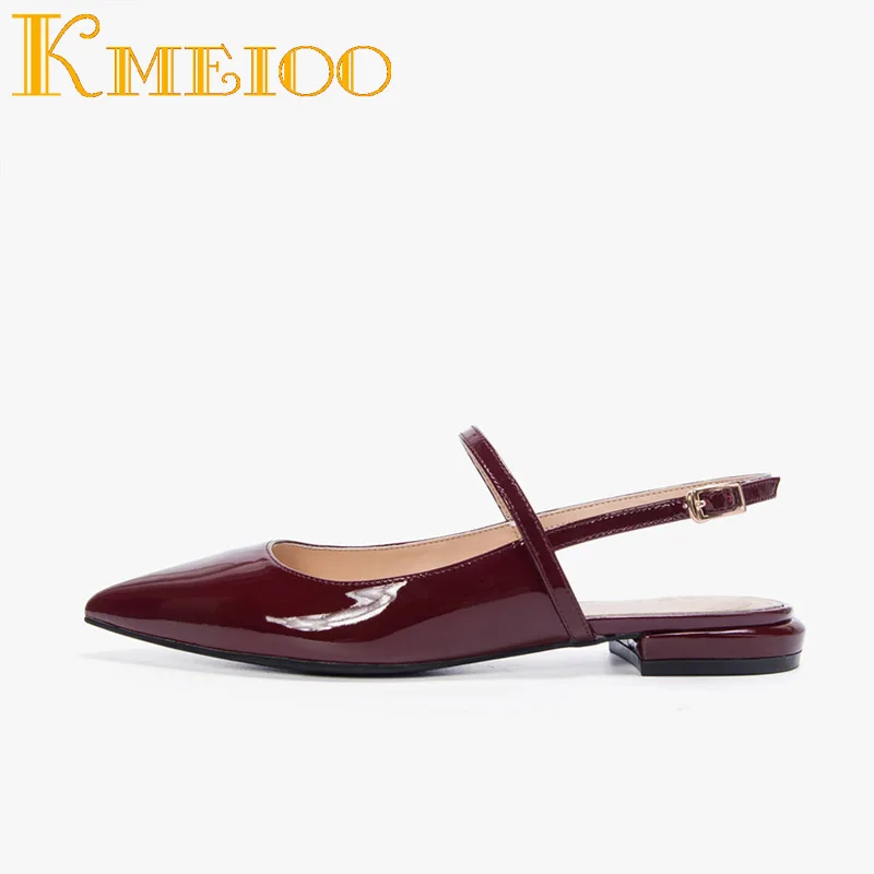 Kmeioo 2018 Мода Мула обувь спинки женщина Туфли без каблуков Slingback Flattie острый носок с