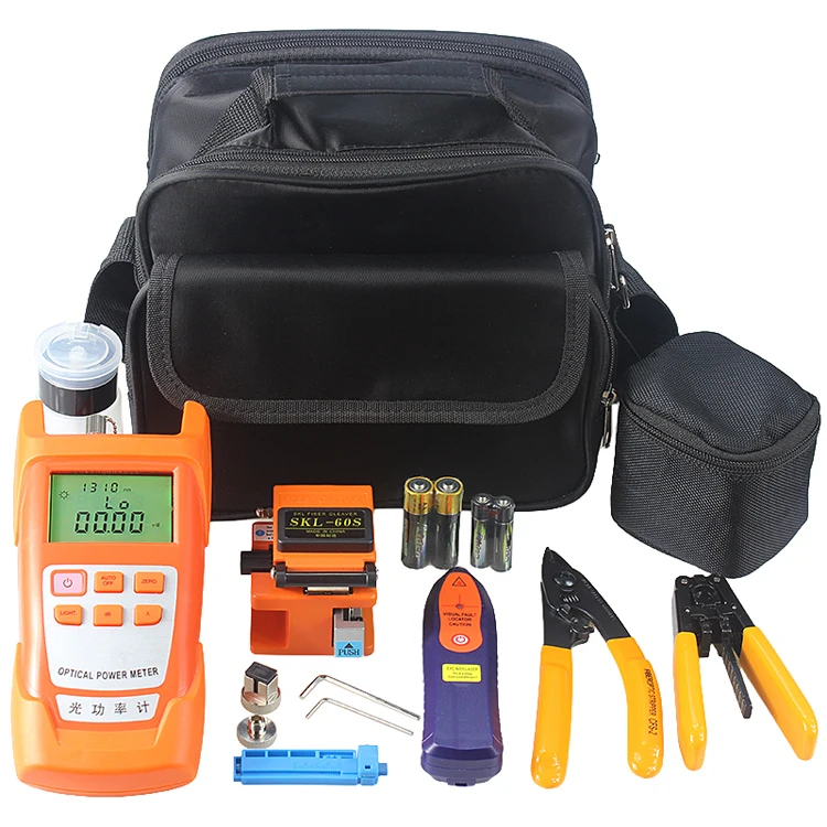 2019 hot koop FTTH Glasvezel Tool Kit met dubbele poort Miller Draad stripper 5 MW detectorfout en FC-6S fiber Cleaver
