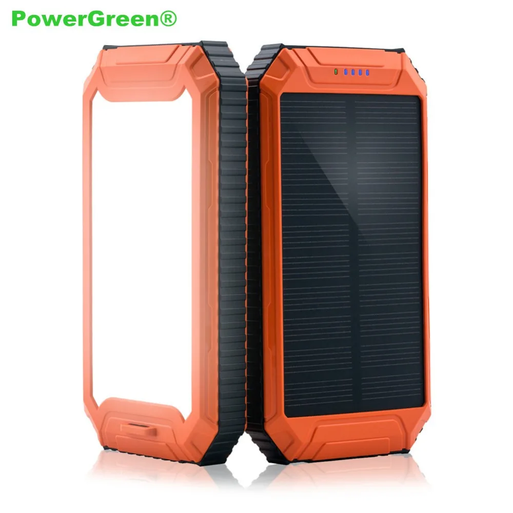 Внешний аккумулятор PowerGreen 10000 мАч фонарик дизайн солнечный мобильный телефон