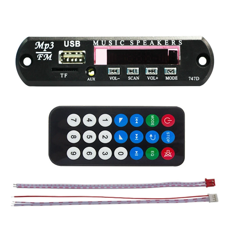 12 В DC TF FM радио аудио MP3 плеер AUX 3,5 мм MP3 модуль декодер плата USB источник питания для автомобиля дистанционный музыкальный динамик