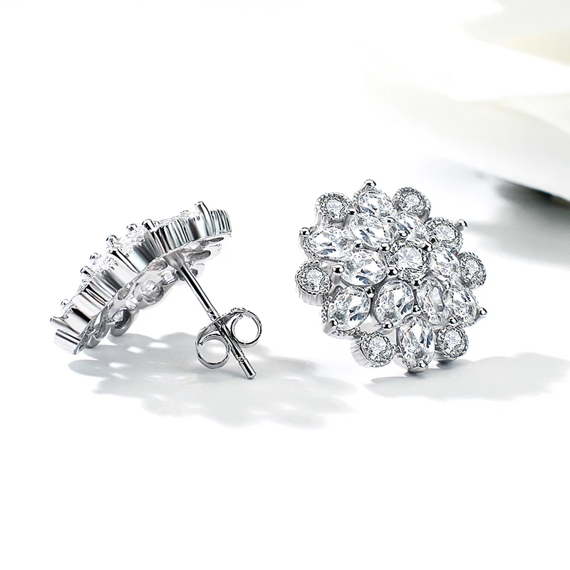 Модные корейские серьги в форме цветка для женщин с кубическим цирконием