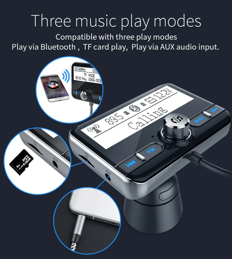 YASOKRO, Bluetooth, fm-передатчик, беспроводной автомобильный fm-модулятор, mp3-плеер, автомобильный комплект, Handsfree, Bluetooth, автомобильное зарядное устройство с ЖК-дисплеем