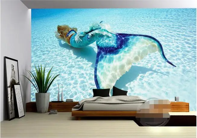 Настенные 3d обои на заказ искусственные с рисунком океана русалки домашний декор