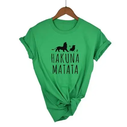 Новинка женская футболка с изображением Льва HAkUNA MATATA принт музыкальными буквами