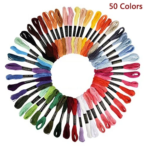 50PCS Threads Набор разноцветных игл для вышивания, набор ниток для вышивания, набор для вязания, набор для рукоделия, Швейные аксессуары с пинцетом - Цвет: 50PCS Threads