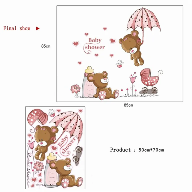 Милый медвежонок съемный винил детский сад детская комната домашний декор