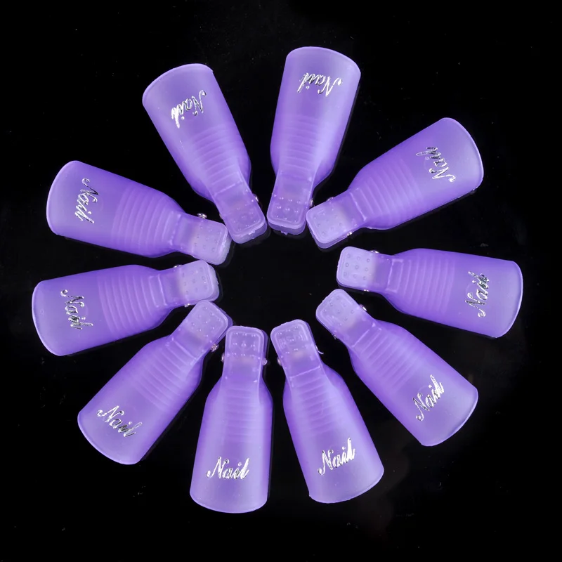 6 цветов 10 шт/упак. пластиковый дизайн ногтей замочить от крышки клип средство для