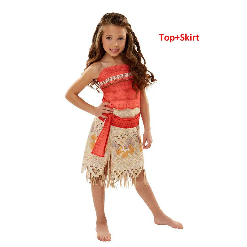 Moana Top Skirt PaMaBa Kids Moana/приключенческий костюм; платье для девочек; летняя одежда; комплект одежды принцессы Vaiana; детское платье для костюмированной вечеринки на день рождения - Цвет: Moana Top Skirt