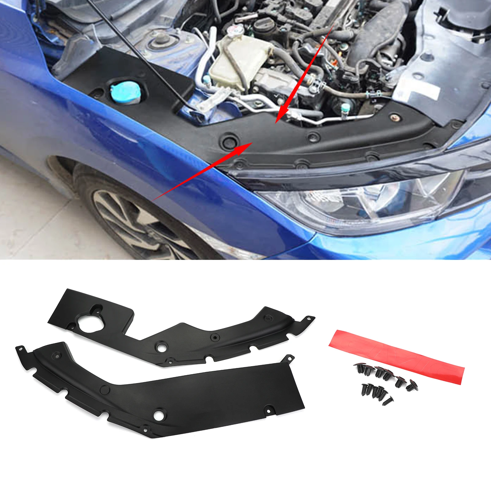 Areyourshop 2X двигатель Bay боковые панельные крышки заменить планки для Honda Civic 10th Gen- двигатель Bay боковые панельные крышки планки