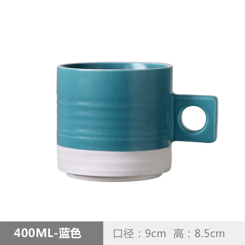 BLUE Креативная керамическая кружка для офиса, дома, кофе, молока, сока, чая, завтрака, черно-белые фарфоровые кружки, роскошный подарок, свадебное украшение 400 мл - Цвет: BLUE