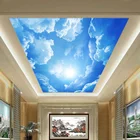 Пользовательские 3D фото стена Бумага голубое небо и белые облака стены Бумага Интерьер Потолок Топ лобби Гостиная настенной Бумага декор