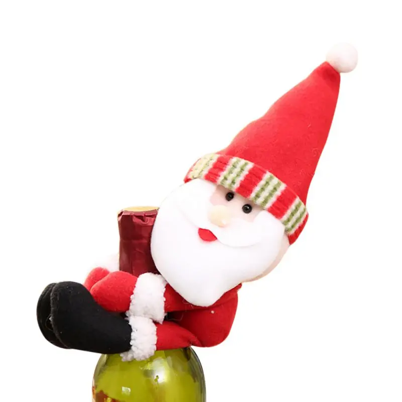Christmas Wine Bottle Cover Lovely Hug Elves/Snowman/Santa Claus Dinning Table Decorative Ornament | Дом и сад
