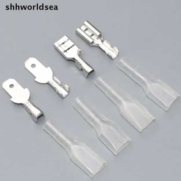 shhworldsea Free Shipping 100Sets 4.8mm auto Crimp Terminal Female car Spade Connector + Male Connector+ Case | Автомобили и