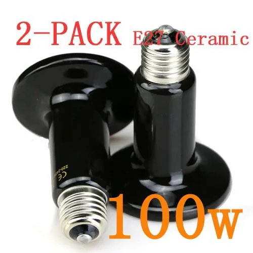 100w 220v 2-Pack E27 керамический инфракрасный обогреватель, излучающий тепловую лампу для обогрева Курятников, брудинг, светильник для выращивания теплых рептилий 220 В - Цвет: 100w 220v