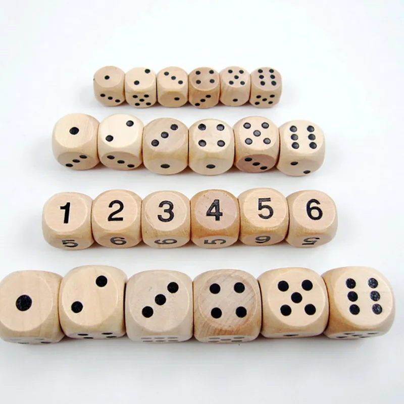 50 шт./компл. точка/цифровой кости 1,2/1,6/2,0/2,5 см набор Игральный костей деревянный 6 двухсторонняя точка кости