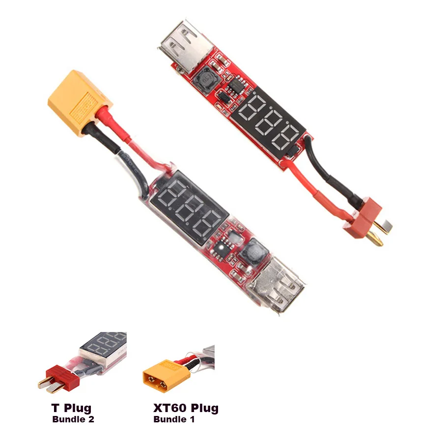 2-6S LiPo battery T XT60 Plug конвертер USB цифровой дисплей коннектор LiPo power запасной переходник 5 в 2A для мобильных телефонов USB вентиляторы