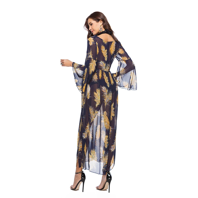 Новинка Европа и США Amazon хит продаж новые продукты свободное платье с принтом