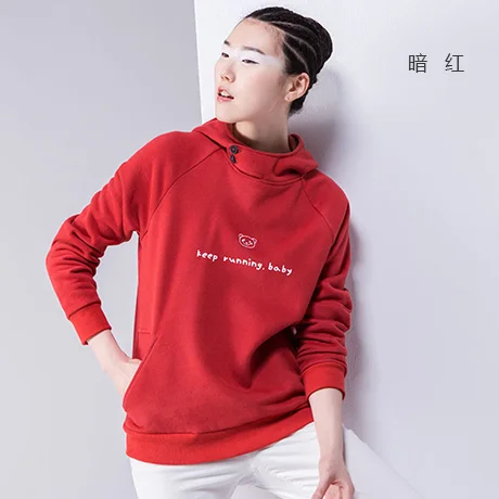 Dark Red Toyouth Женщин Толстовки Толстовки Панда Письмо Отпечатано С Капюшоном С Длинным Рукавом Случайные Сплошной Цвет Флис Кофты - Цвет: Dark Red