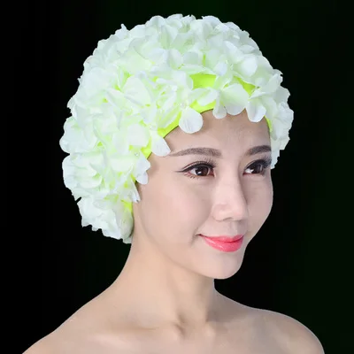 Бесплатная доставка женские 3D кепки для плавания с лепестками модные длинные