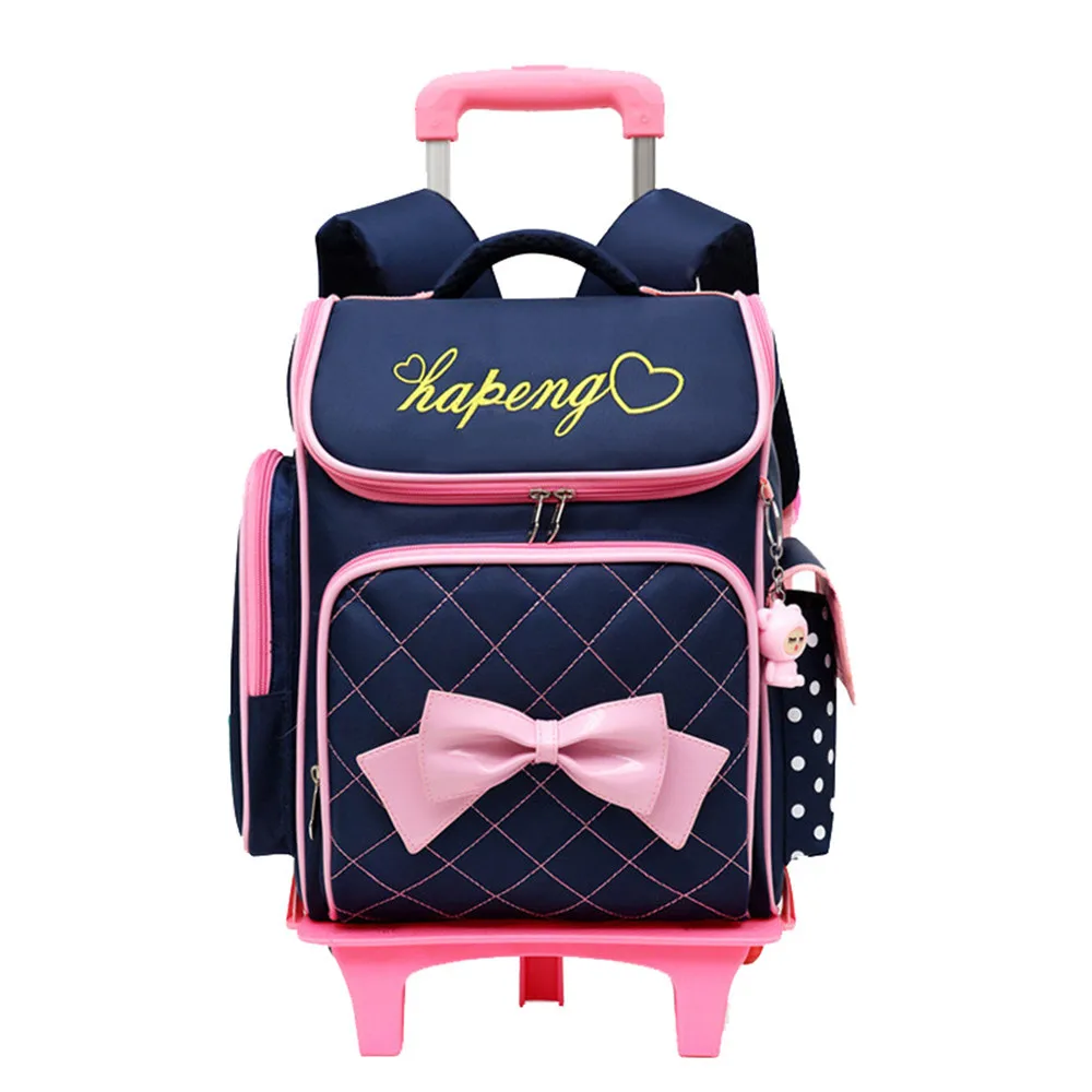 Съемные детские школьные сумки с 2/6 колесами для девочек рюкзак на колесиках