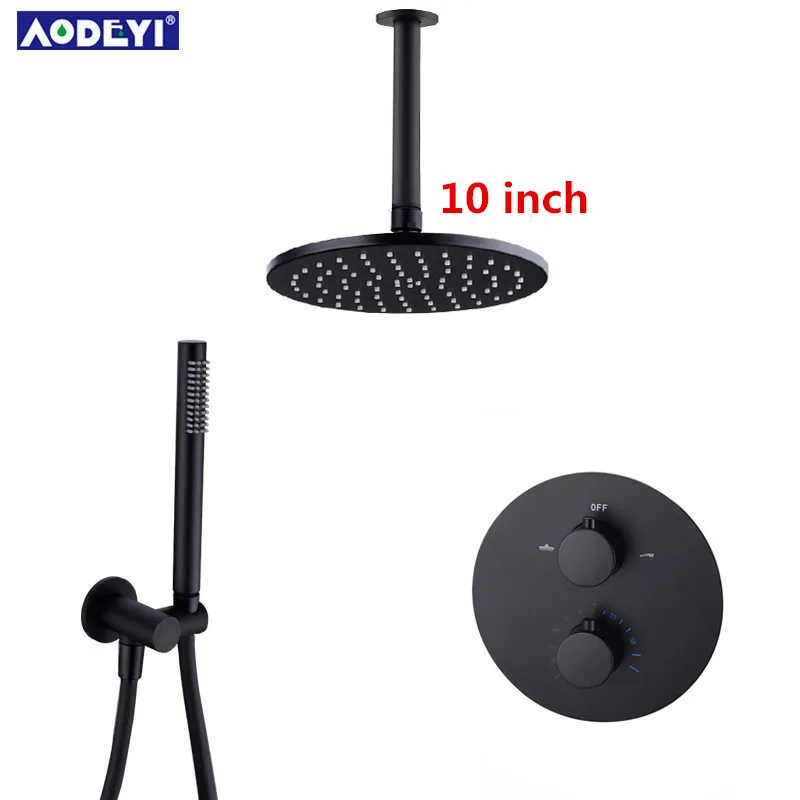 2 ways 10 inch 141 Латунные черные смесители для душа 8-1" насадка для душа для ванной Душевой набор переключающий 2 и 3 способа термостатический клапан Душевая система - Цвет: 2 ways 10 inch 141