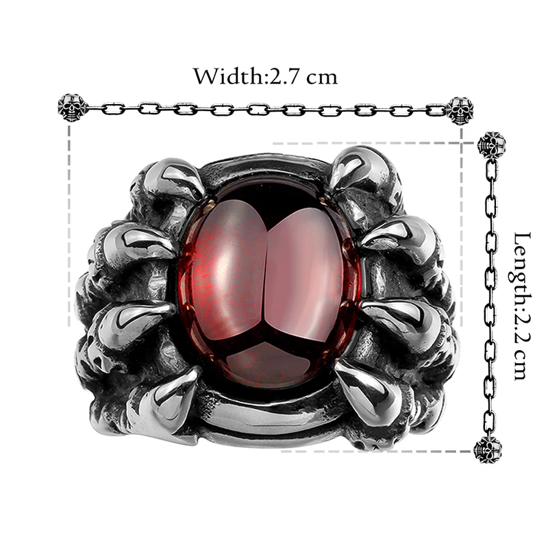 Нержавеющая сталь с лапами красное панк кольцо эмаль Ретро Винтаж Байкер большие