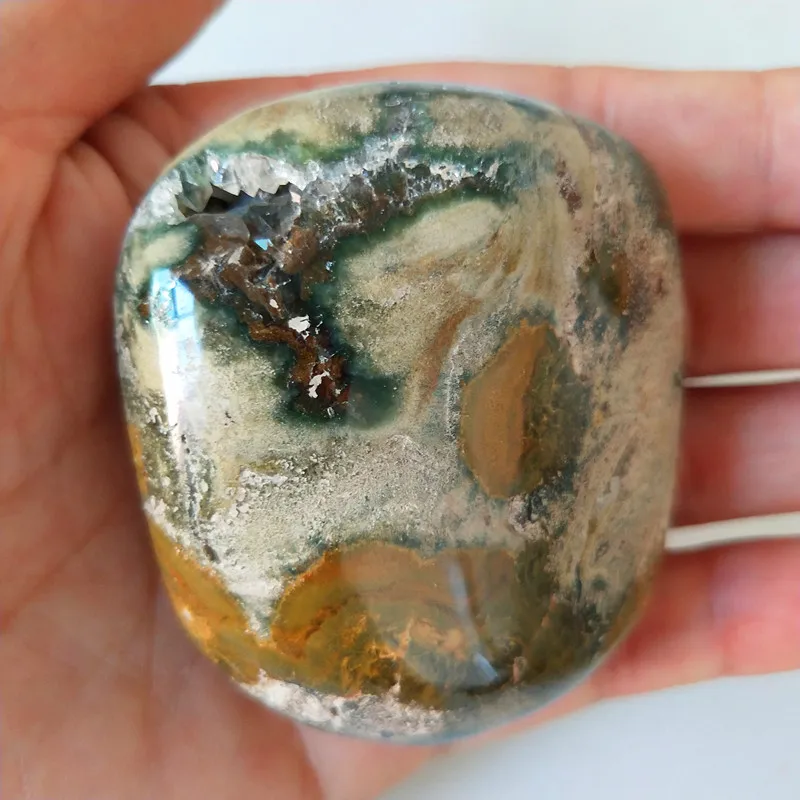 Натуральные камни морская яшма пальмовые камни игрушки маленькие камни и кристаллы целебный кристалл - Цвет: E18            117g