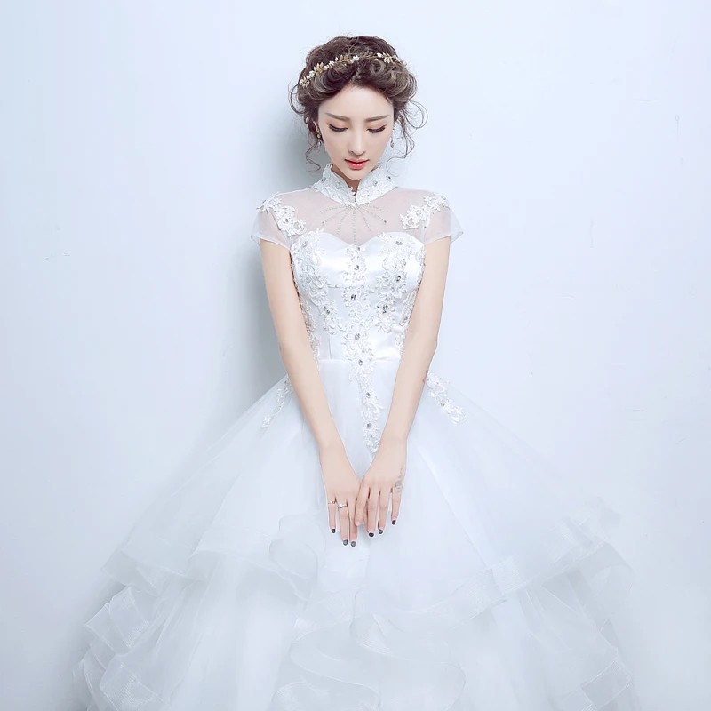 

2017 Latest Wedding Dresses Glamorous High Neck Keyhole Ball Gown Formal Dress Wedding Gown Vestidos De Novia Bridal Gown
