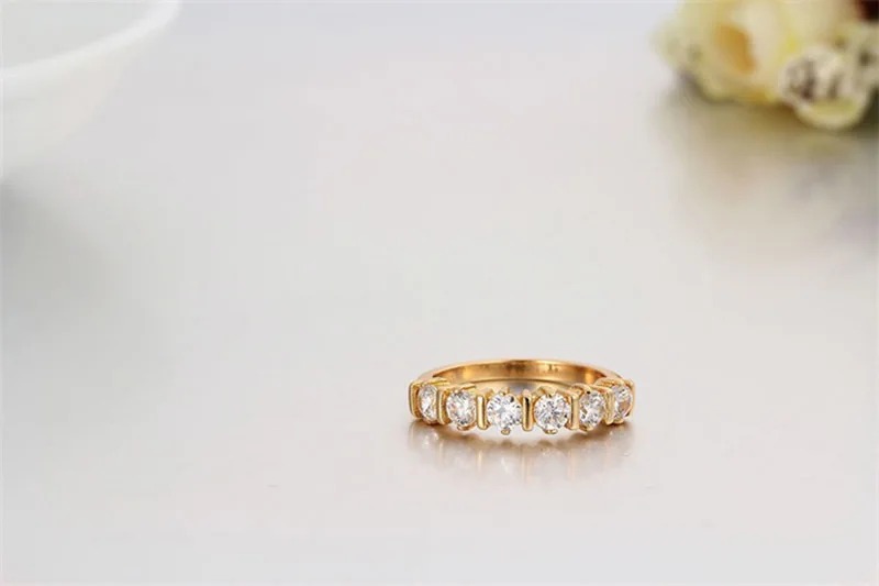 Новый дизайн прозрачный кубический цирконий CZ желтое золото цвет для помолвки