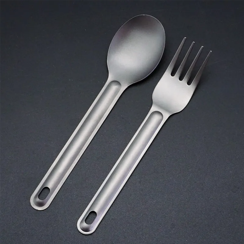 Новинка, ложка из чистого титана, вилка, уличный походный светильник, посуда, походная ложка, посуда из титана, вилка
