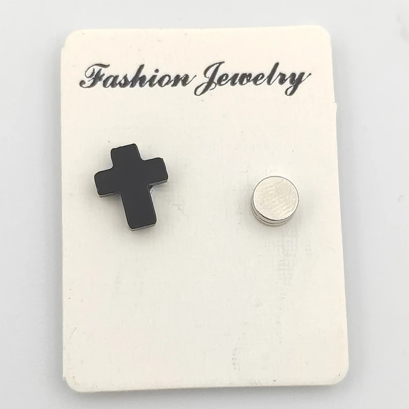 Модные магнитные серьги унисекс панк молния Сердце Крест Поддельные Серьги