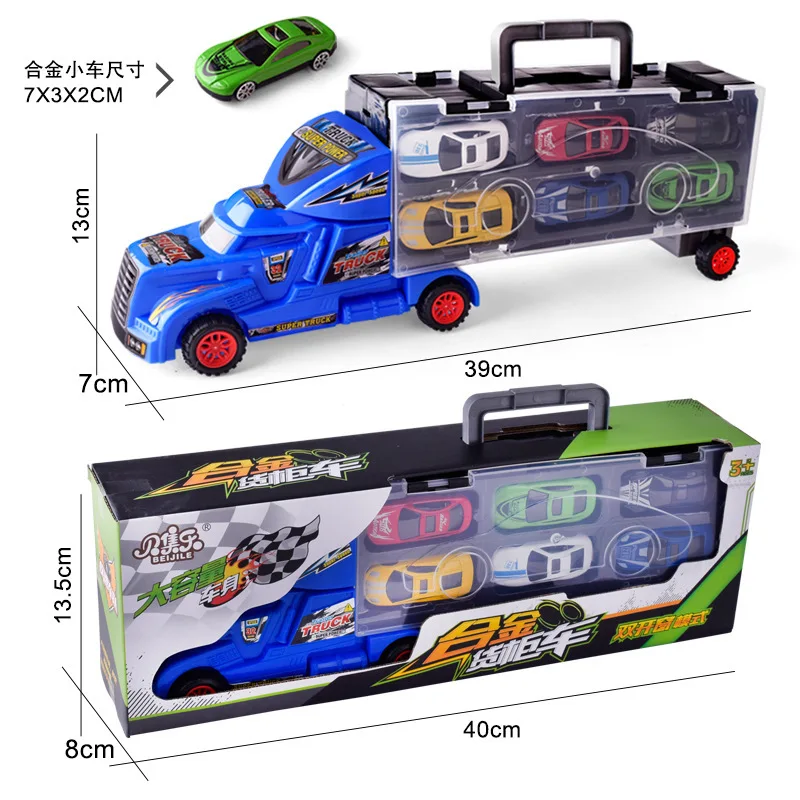 

Kids Car Toy Container Truck Lorry Cars Baby Toys for Children Juguetes Alloy Headstock Vehicle 12pcs Car Slide Portable Gift