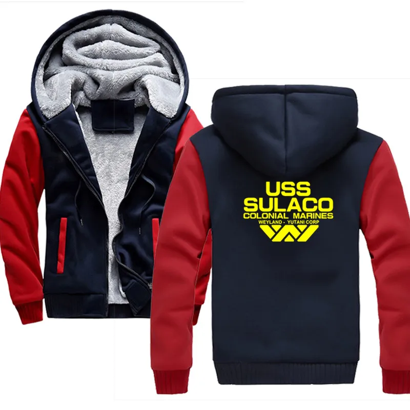 Толстовки мужские 2018 модные USS SULACO толстые флисовые толстовки s однотонные зимние