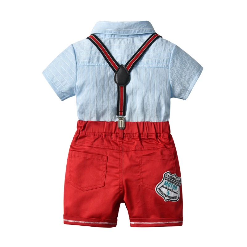 2019 Summer New Baby Set Short Sleeve T- Shirt With Shorts 2 Piece School Clothes Gentleman Outfit Sets |