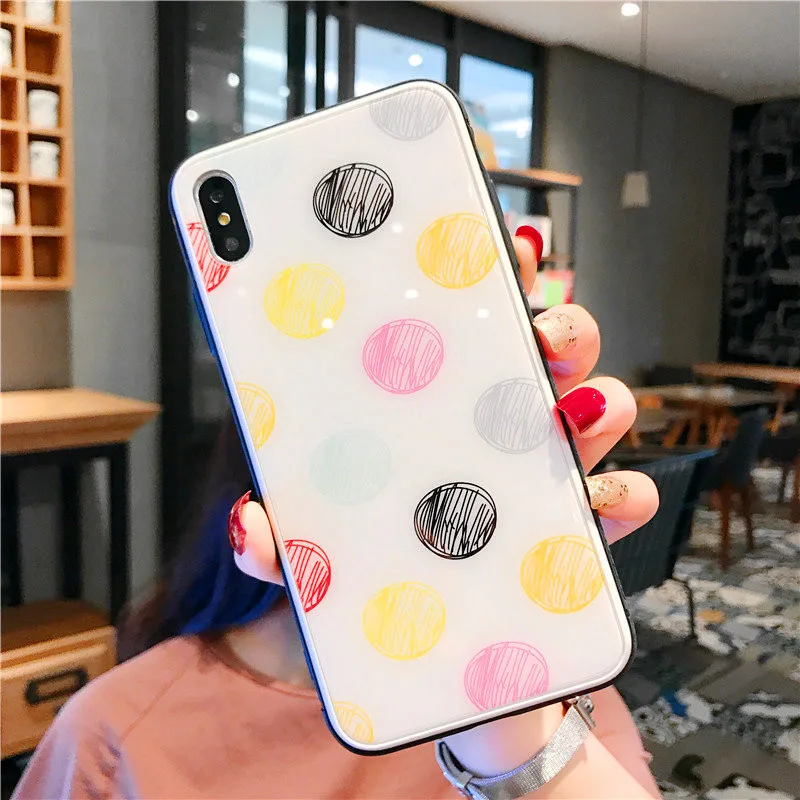 Чехол из закаленного стекла для iPhone 7 8 Plus 6 6s X XR XS MAX модный Противоскользящий