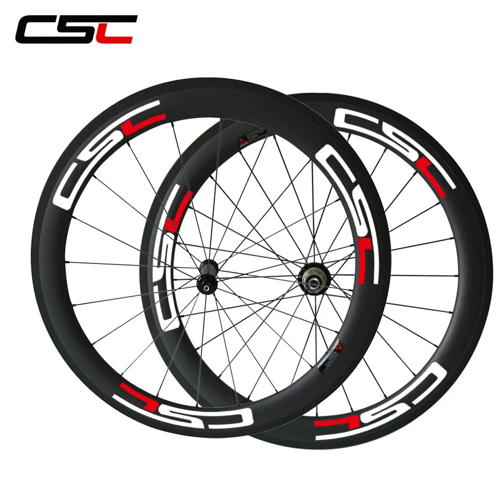 

CSC Straight pull road wheel U Shape carbon 60mm clincher wheels 25mm width with carbon hub + pillar 1420 or sapim or cn 424