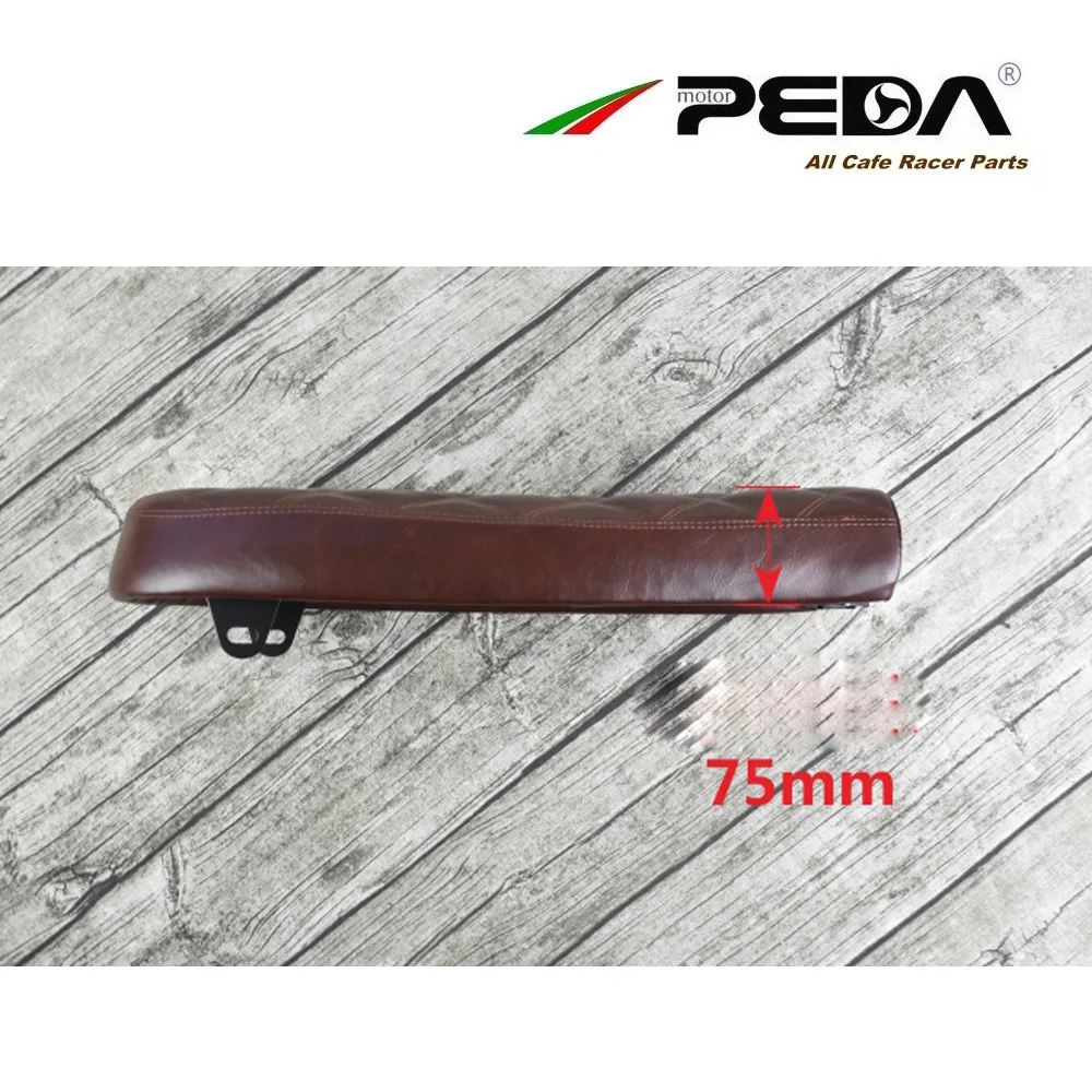 

D20 PEDA Cafe Racer Seat Brat 53cm Brown Stitching Rhombus Diamond Square for HONDA YAMAHA Universal Motorcycle Flat Vintage
