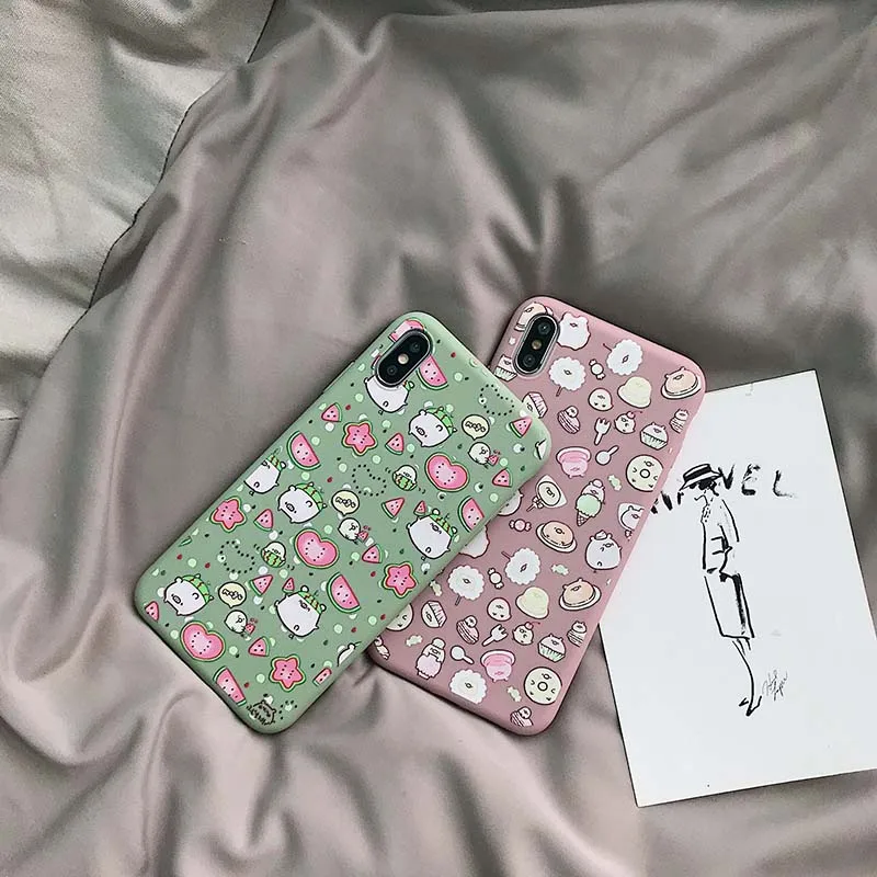 Cartoon Cute Ice Cream Powder Pig Phone Case For iPhone X XR XS Max 6 6S Plus Soft Back Cover 7 8 Cases Capa |