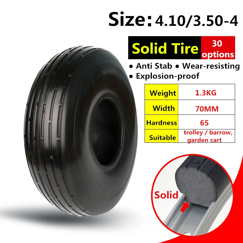 

4.10/3.50-4 Tire 10 Inch Electric Trolley Car Warehouse Solid Tyre and Garden Cart Solid Tire Without Inner Tube Tyre