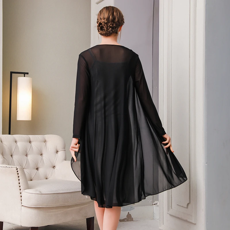 

2020 New sun protection Coat Spring Summer Thin section mesh shawl outside Long Long-sleeved beach Cardigan Coat Women W052