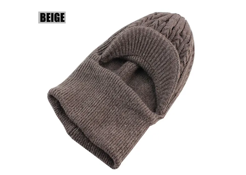 Шерстяные шапки вязаные мужские зимние шапки Skullies Bonnet Зимние головные уборы для мужчин и женщин Beanie Балаклава с шеи теплая маска для лица