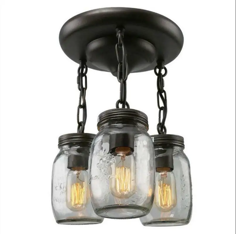 HAIXIANG LED 3-Lights темное бронзовое освещение Mason прозрачное стекло Jar абажур подвесной