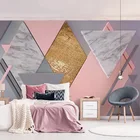 Настенные 3D обои по фото по индивидуальному заказу в скандинавском стиле с розовыми ромбами, геометрические фрески для гостиной, спальни, настенная живопись