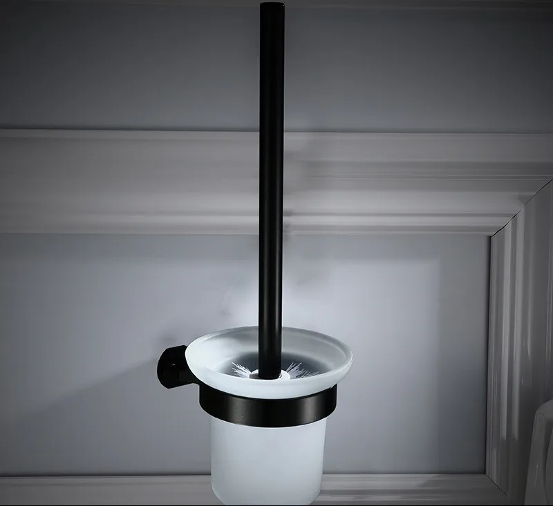 toilet brush holder Набор аксессуаров для ванной комнаты, вешалка для полотенец/барная полка для ванной, крючок для халата, держатель для бумаги, держатель для туалетной щетки, набор аксессуаров для ванной, алюминиевый - Цвет: toilet brush holder