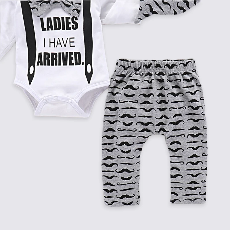 baby boy clothes 2019 Spring and Autumn Boy Baby Long Sleeve Cartoon Set Cotton Casual Small Bow Tie Pants Hat |